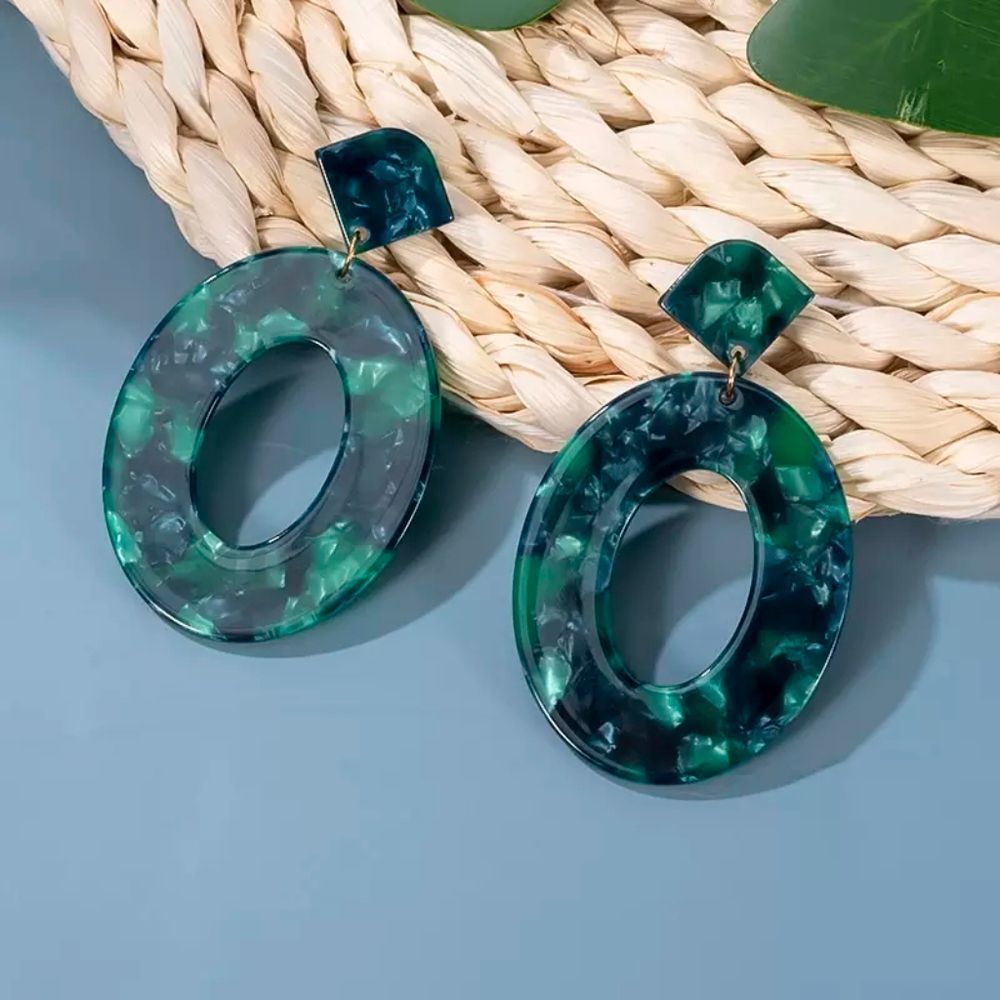 BaubleBar Emerald Green Oval Acrylic Earrings - Picture 4 of 8